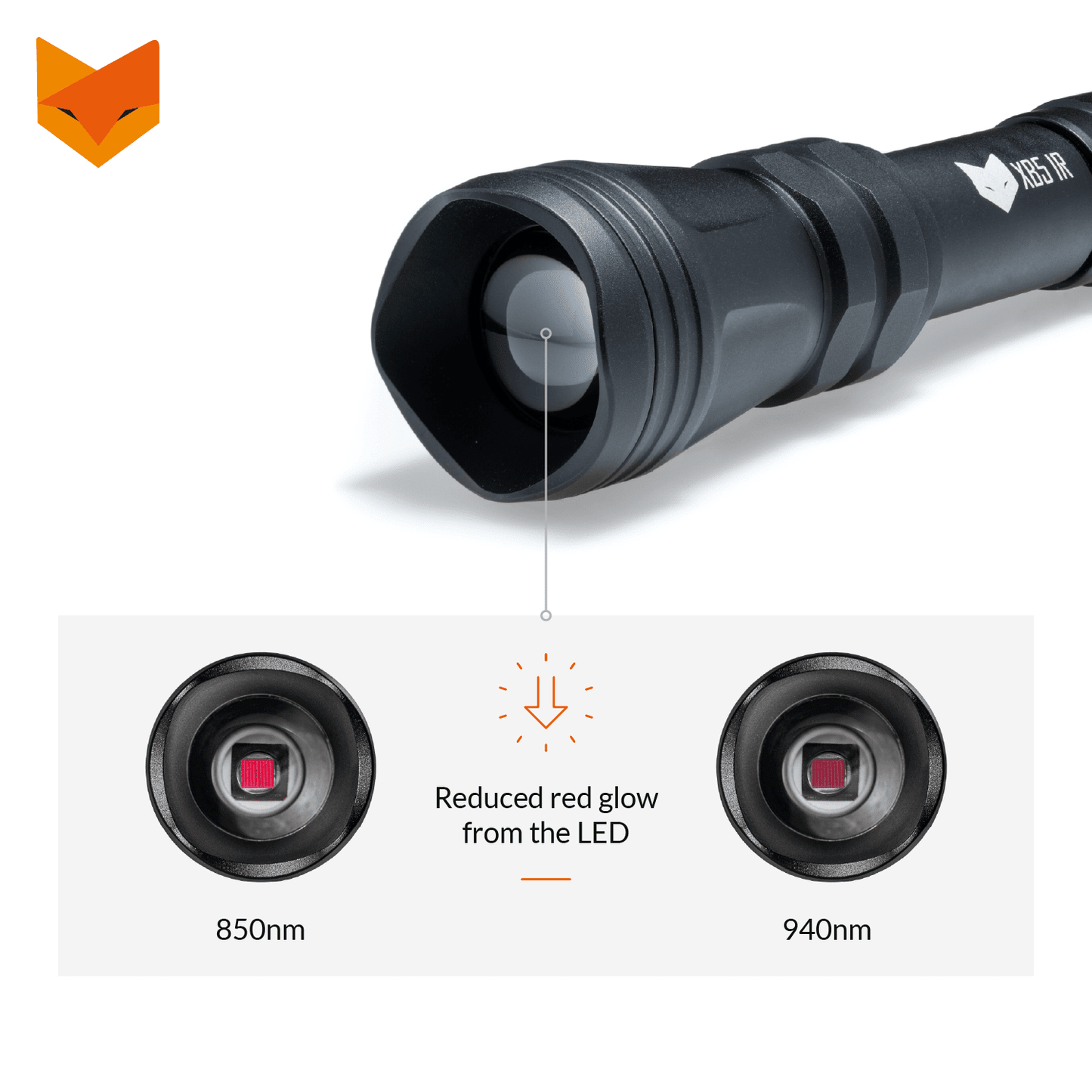Nightfox XB5 940nm Low Glow Infrared LED Flashlight - Longshot Tactical