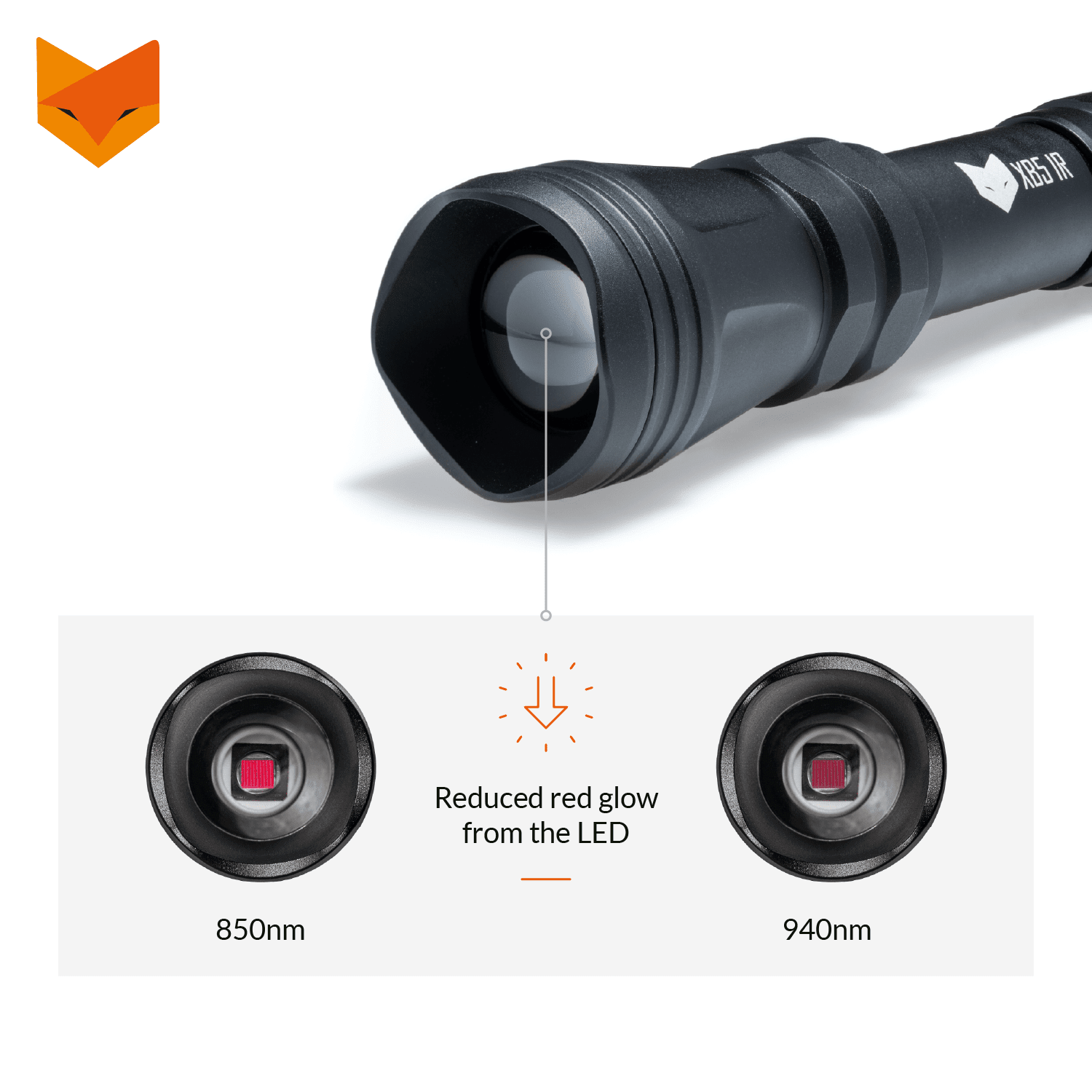Nightfox XB5 940nm Low Glow Infrared LED Flashlight - Longshot Tactical