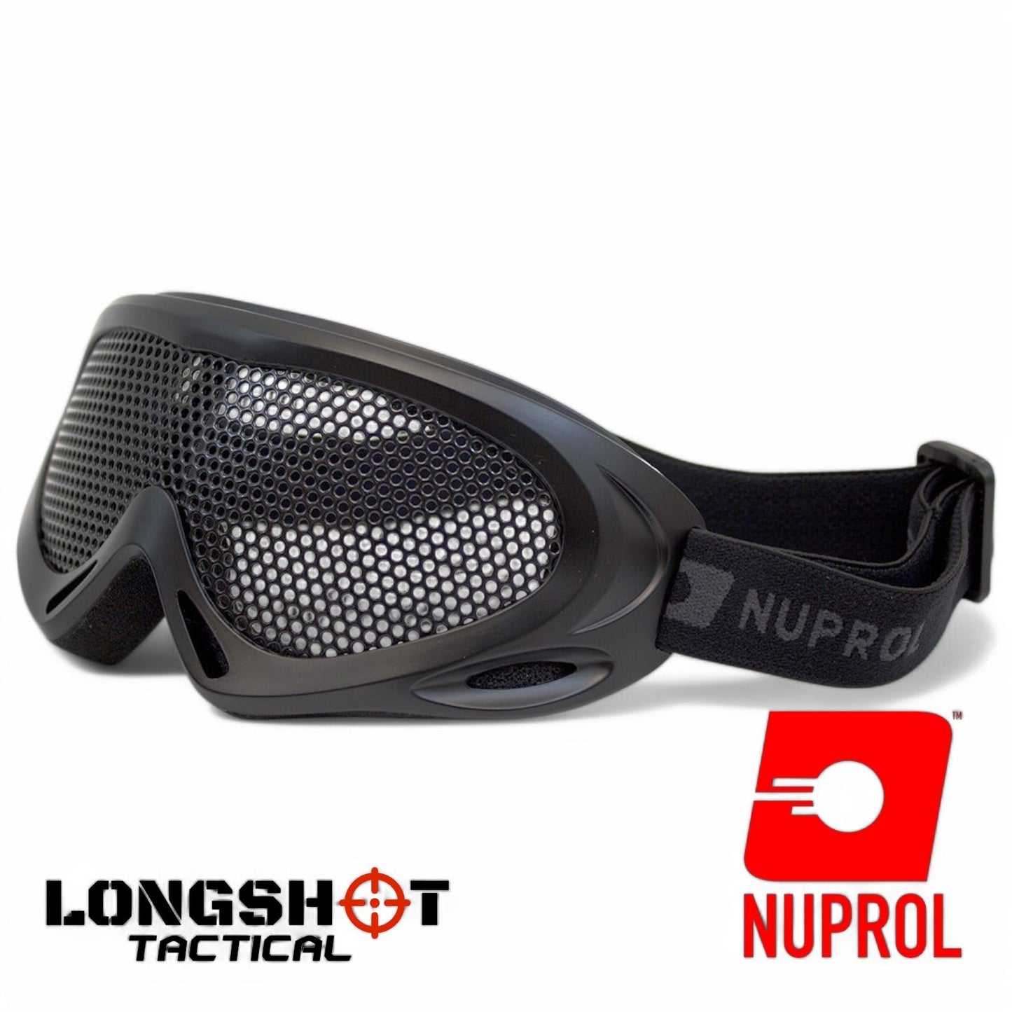 Nuprol Pro Tactical Airsoft mesh goggles - Large, Black - Longshot Tactical