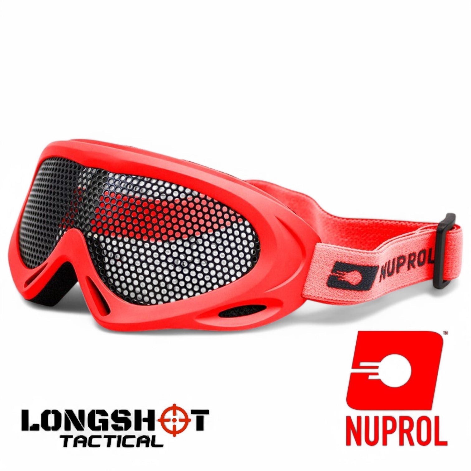 Nuprol Pro Tactical Airsoft mesh goggles - Large, Red - Longshot Tactical