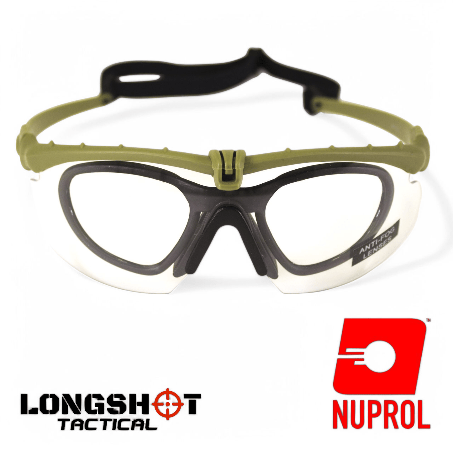 Nuprol Tactical Airsoft Olive Green Battle Pro's - With Optical Lens Instert. - Longshot Tactical