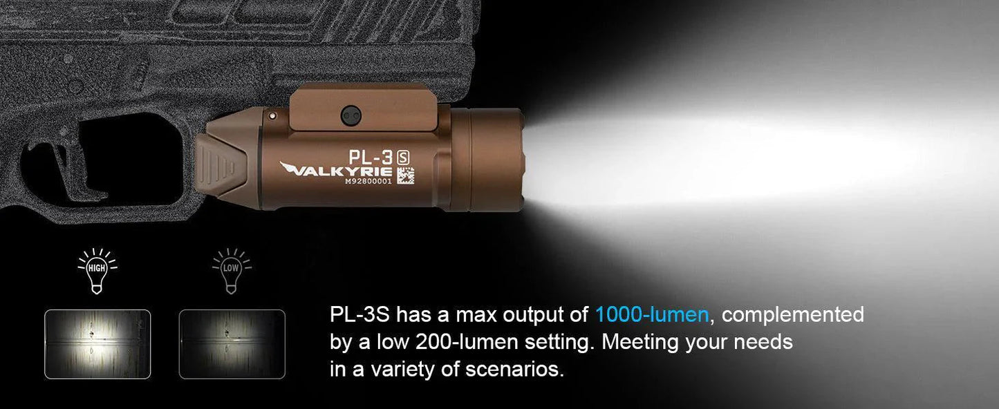 Olight PL - 3S Valkyrie Rail Mountable LED Torch - Tan - Longshot Tactical