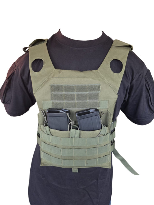 Olive Green Chest Rig Plate Carrier Vest - Longshot Tactical