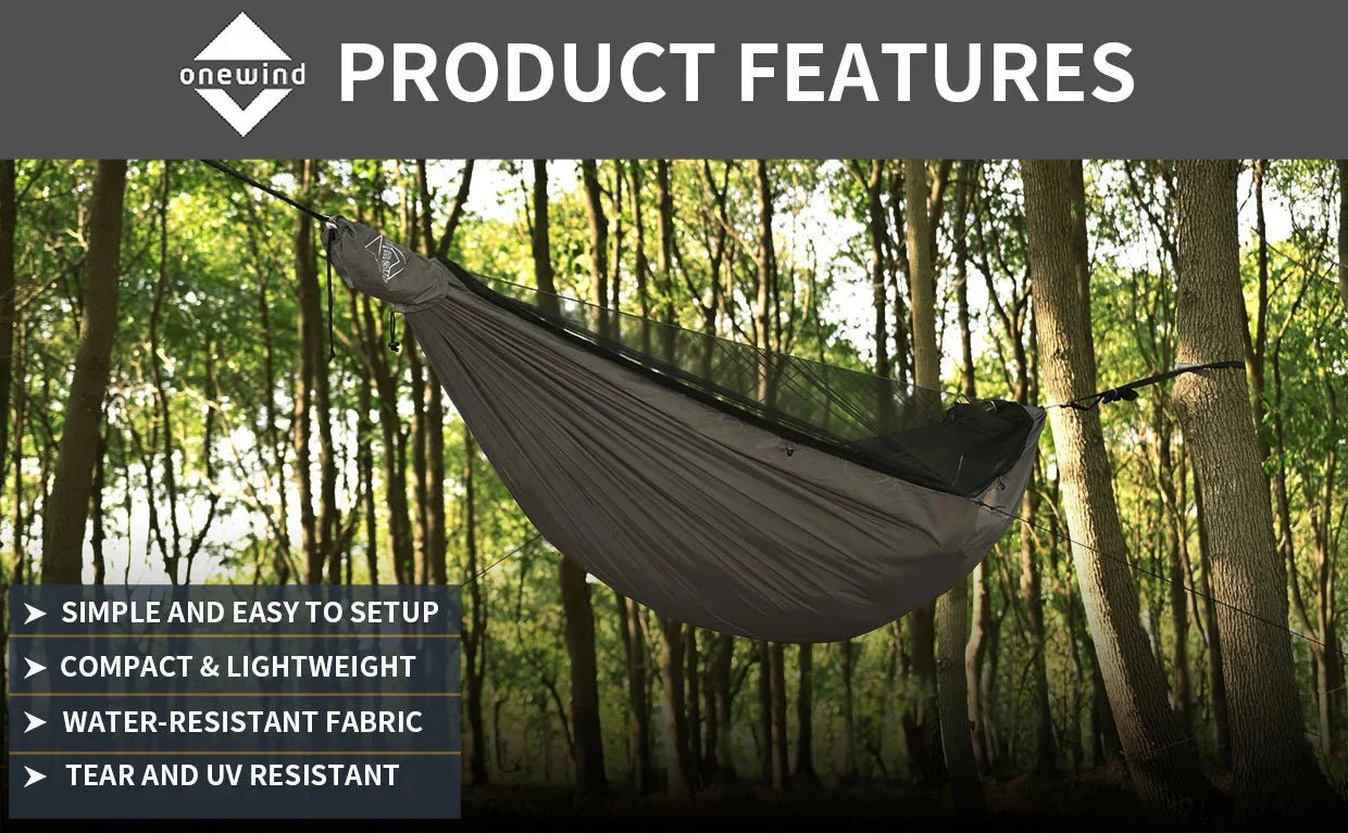 Onewind Airstream 11' Hammock with Detachable Zipper Bugnet and Wind Sock - Longshot Tactical