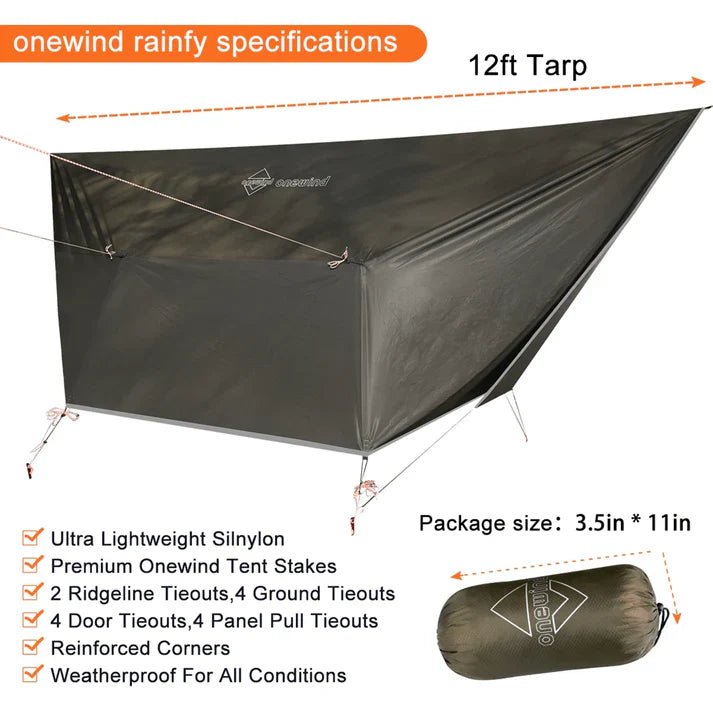 Onewind Billow Ultralight Hammock Tarp Shelter 12' - Longshot Tactical
