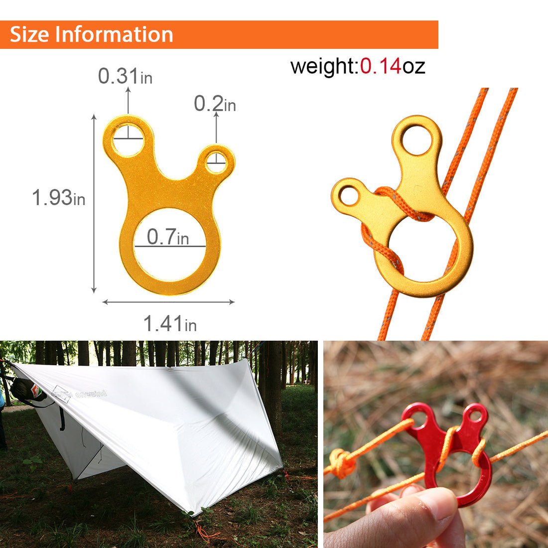 Onewind Outdoors 3 Holes Guyline Tensioner - Red - 10pcs - Longshot Tactical