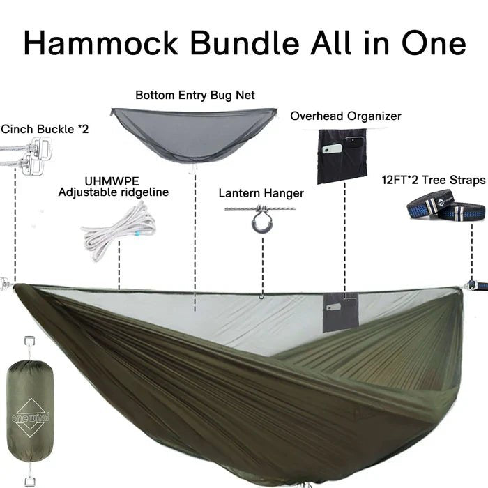 Onewind Outdoors Aerie 11' Double Camping Hammock with Mosquito Net - Longshot Tactical