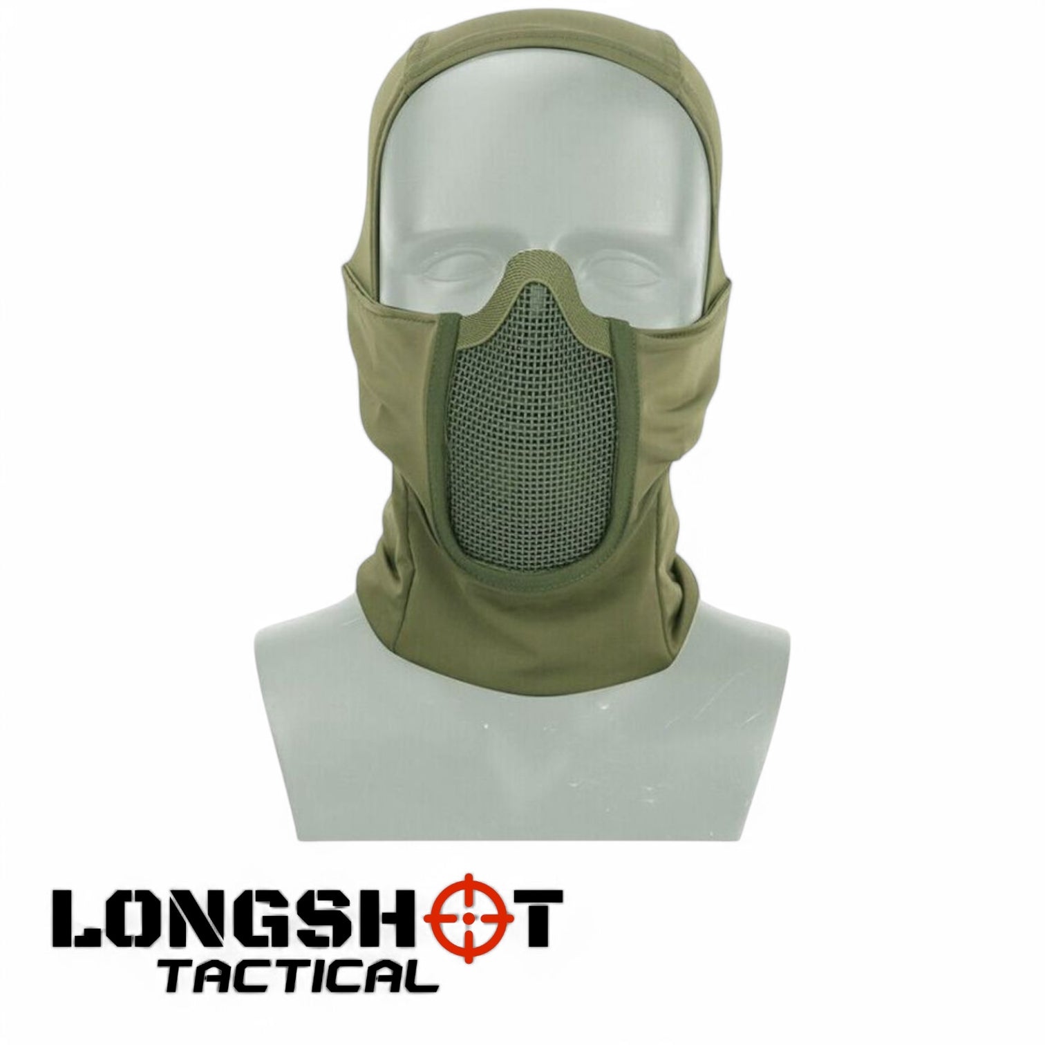 Operators Balaclava / Mesh Face – Olive Green Airsoft Face Mask - Longshot Tactical
