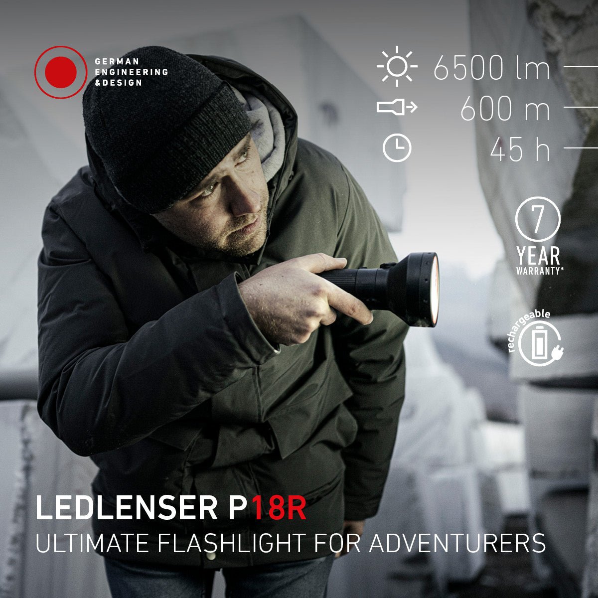P18R Rechargeable Torch 2025, 6500 Lumens - Longshot Tactical