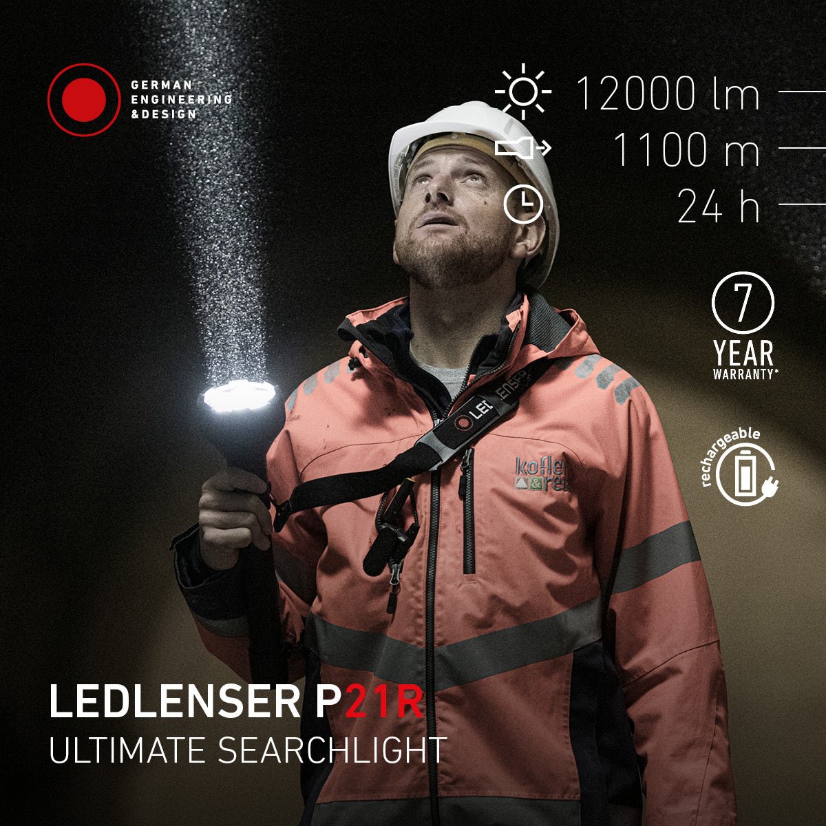 P21R Rechargeable Torch 2025, 12000 Lumens - Longshot Tactical