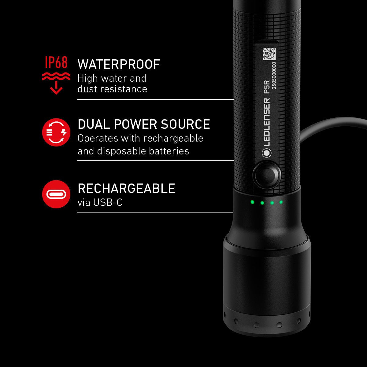 P5R Rechargeable Torch 2025, 750 Lumens - Longshot Tactical