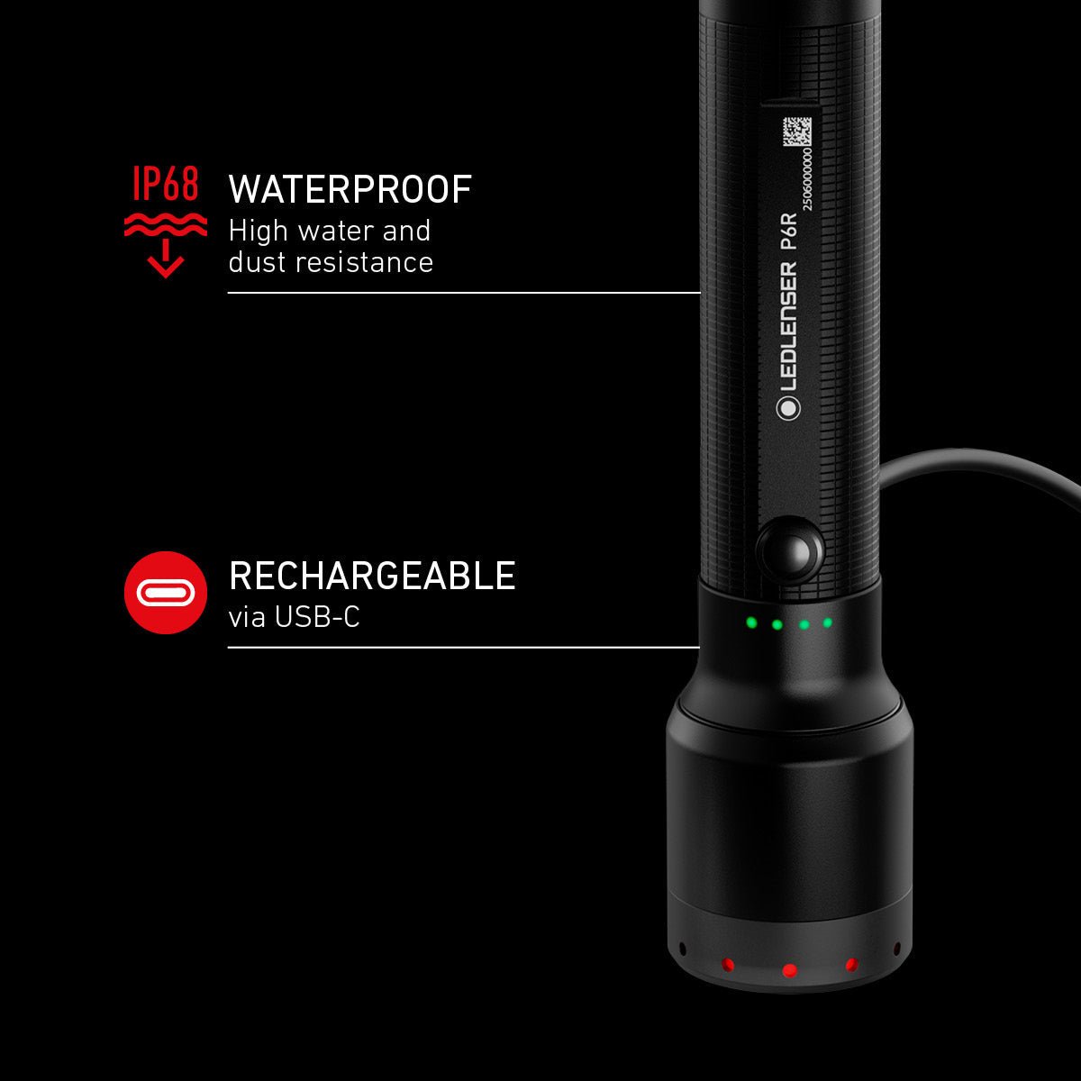 P6R Rechargeable Torch 2025, 1200 Lumens - Longshot Tactical