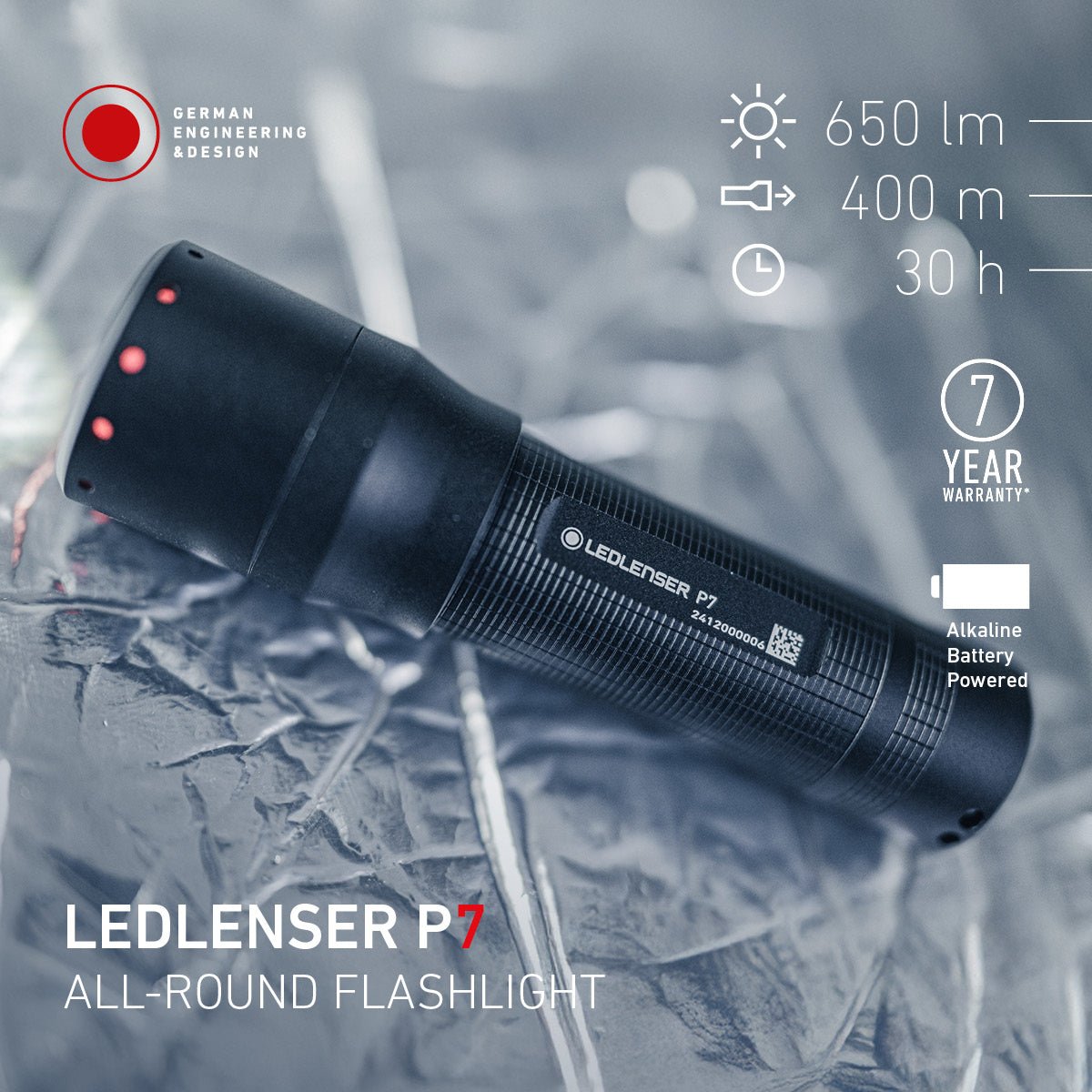 P7 Battery Operated Torch 2025, 650 Lumens - Longshot Tactical