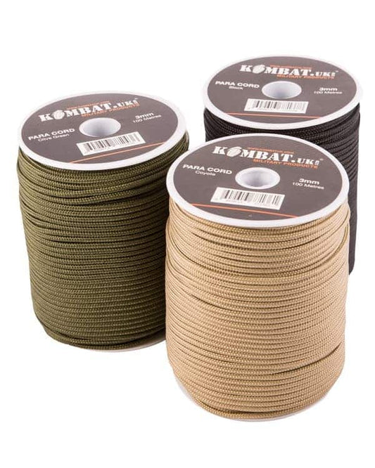 Para Cord 3mm on 100m Reel (Various colours) - Longshot Tactical