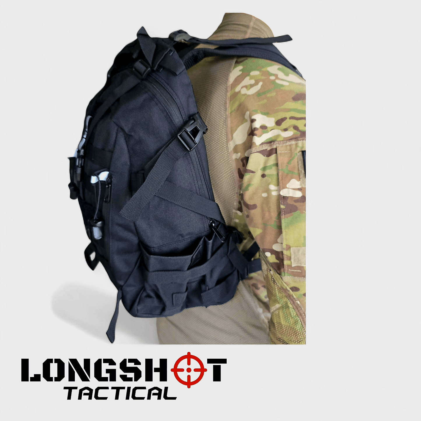 Tactical Backpack Day Pack - Black - Longshot Tactical
