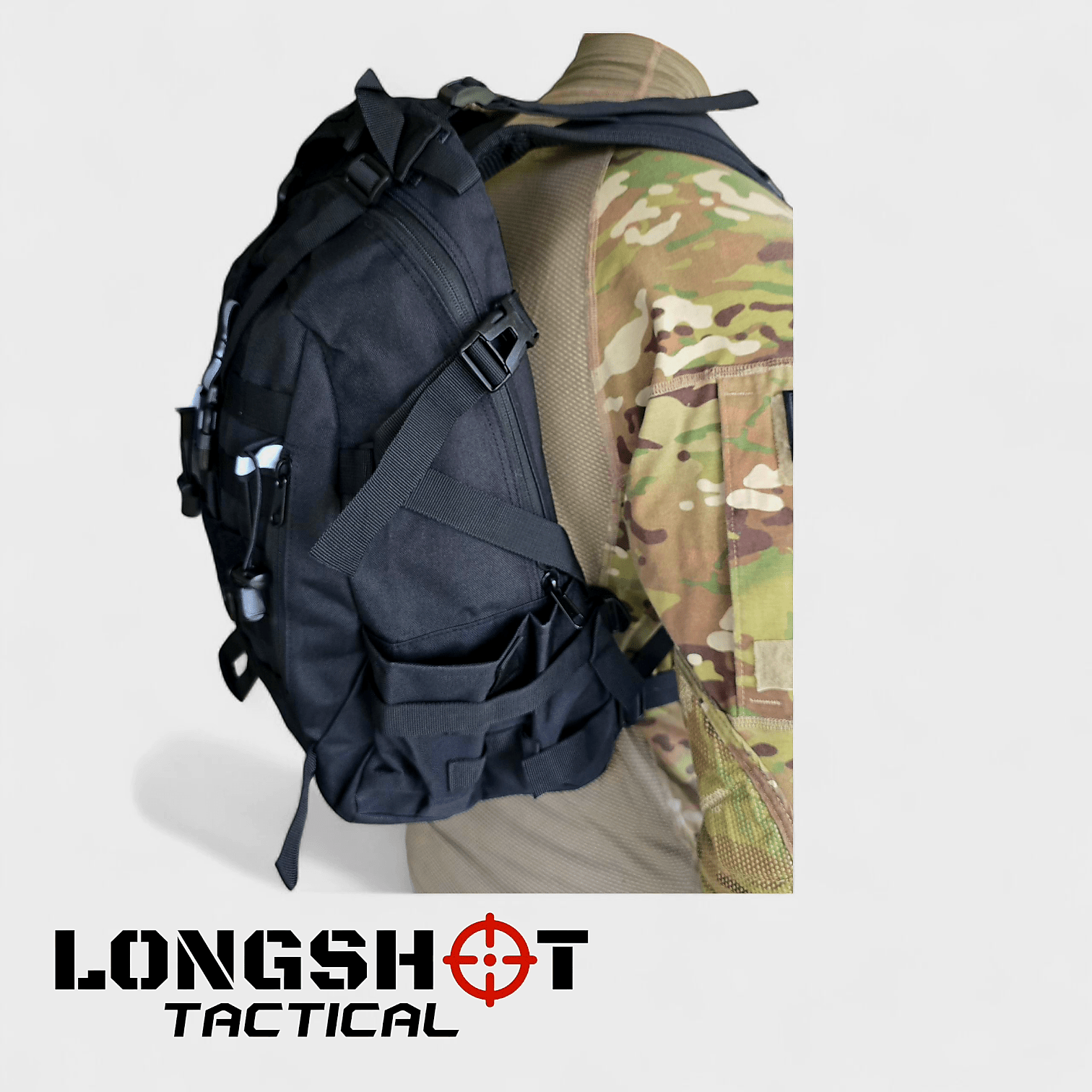 Tactical Backpack Day Pack - Black - Longshot Tactical