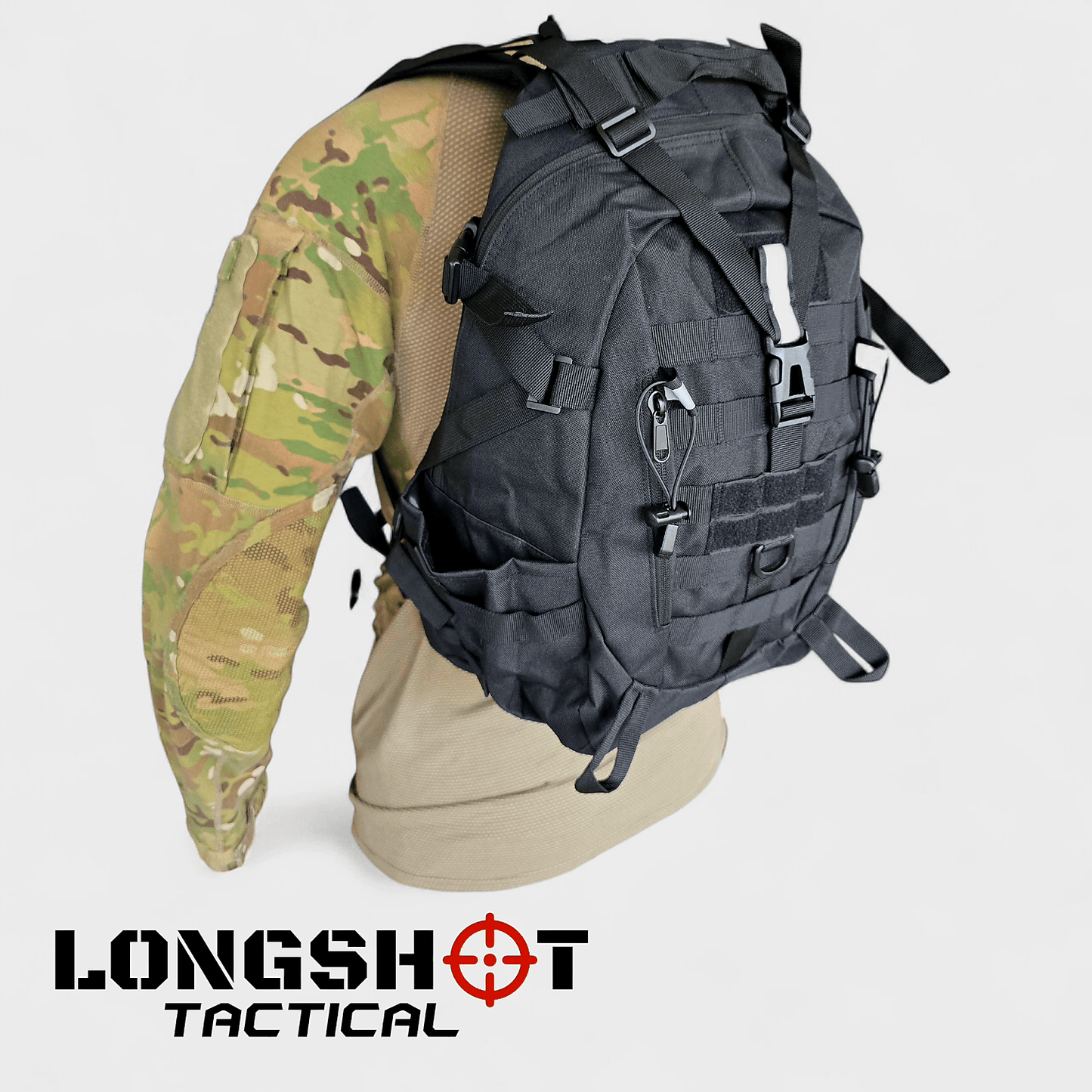 Tactical Backpack Day Pack - Black - Longshot Tactical