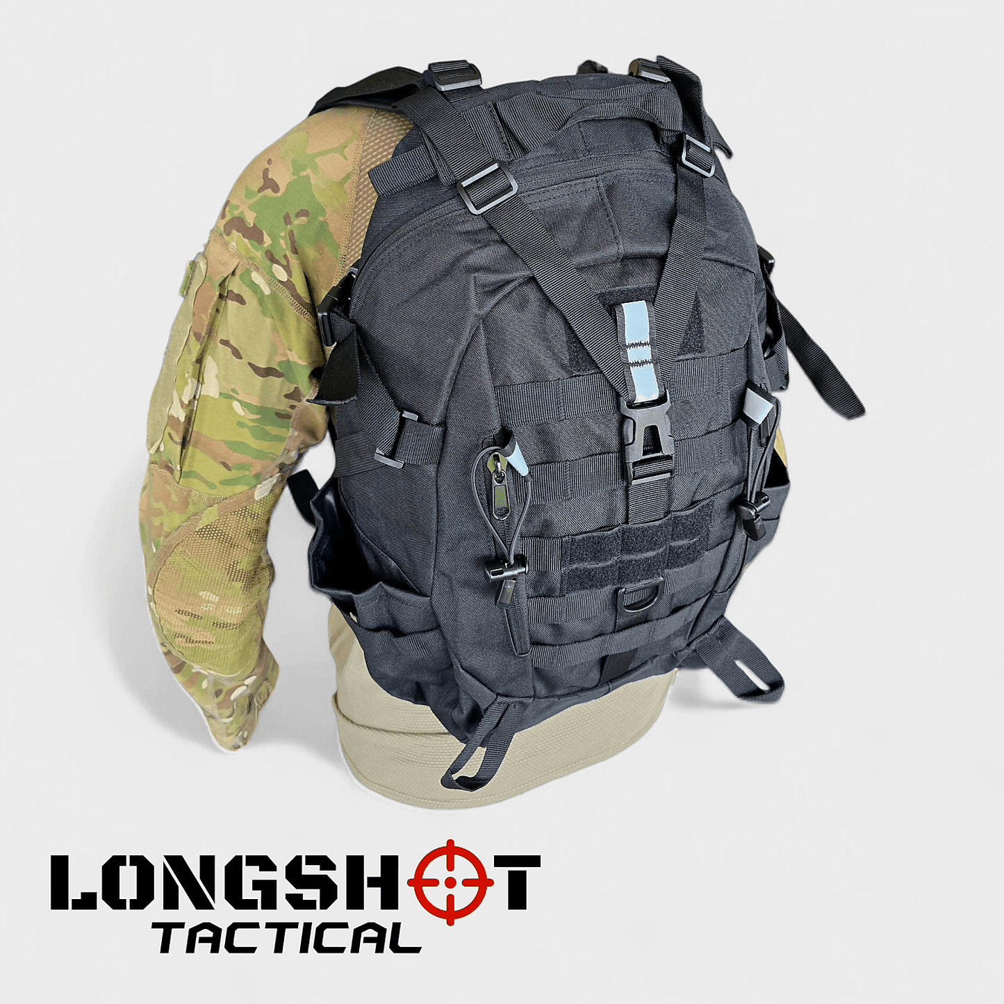 Tactical Backpack Day Pack - Black - Longshot Tactical