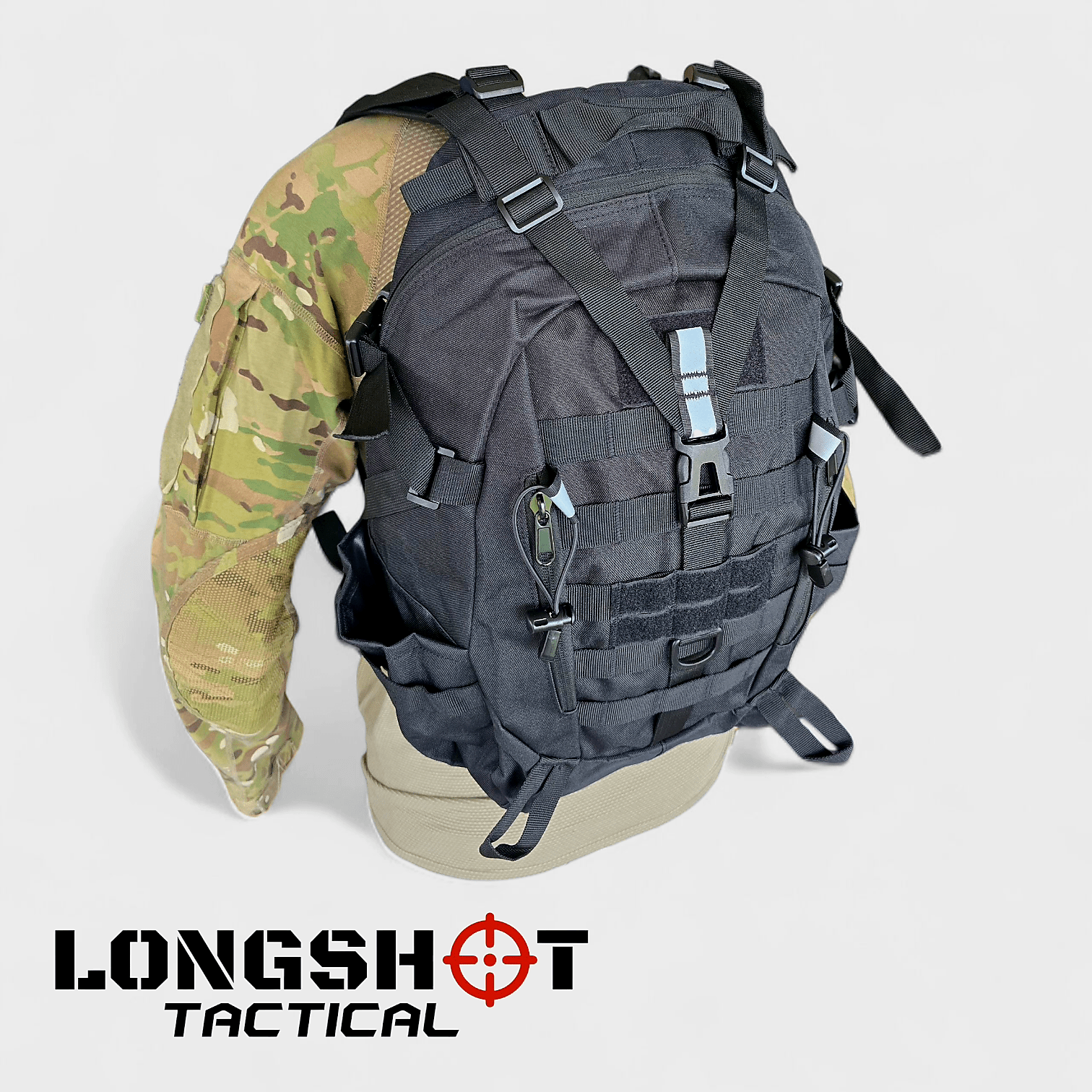 Tactical Backpack Day Pack - Black - Longshot Tactical