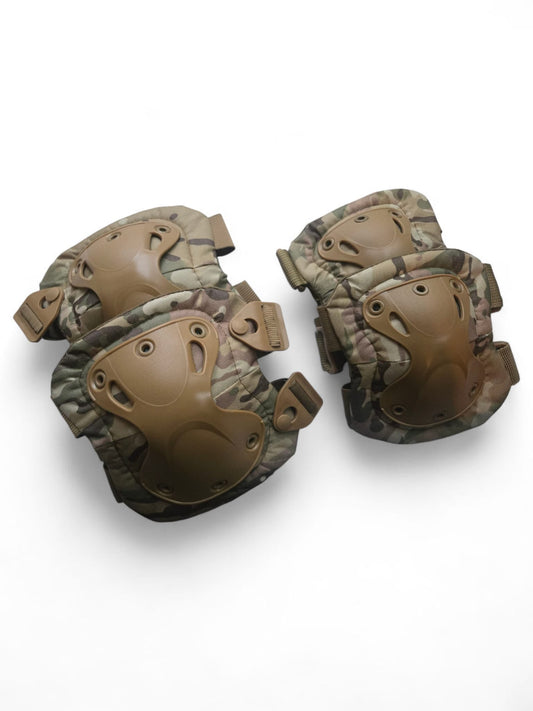 Tactical Knee Pads and Elbow Pads set with free bag - Multi Terrain Camo - Longshot Tactical