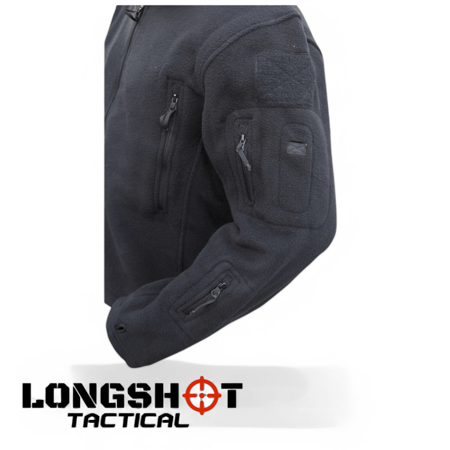 Tactical Recon Fleece Hoodie – Black | Military - Style Warm Combat Jacket - Longshot Tactical