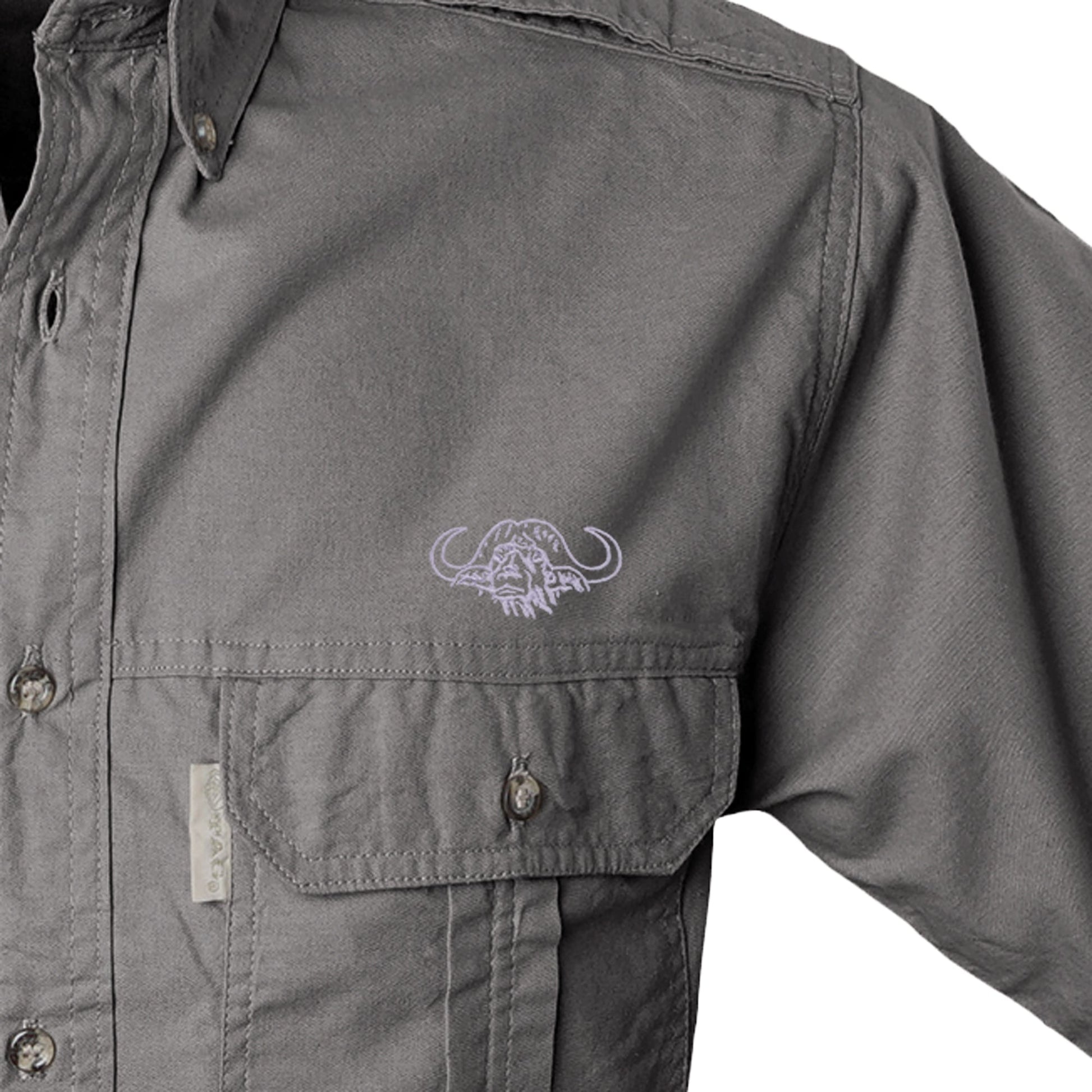 TAG Safari Men's Buffalo Logo Trail Short Sleeve Shirt w Chest Pockets - Longshot Tactical