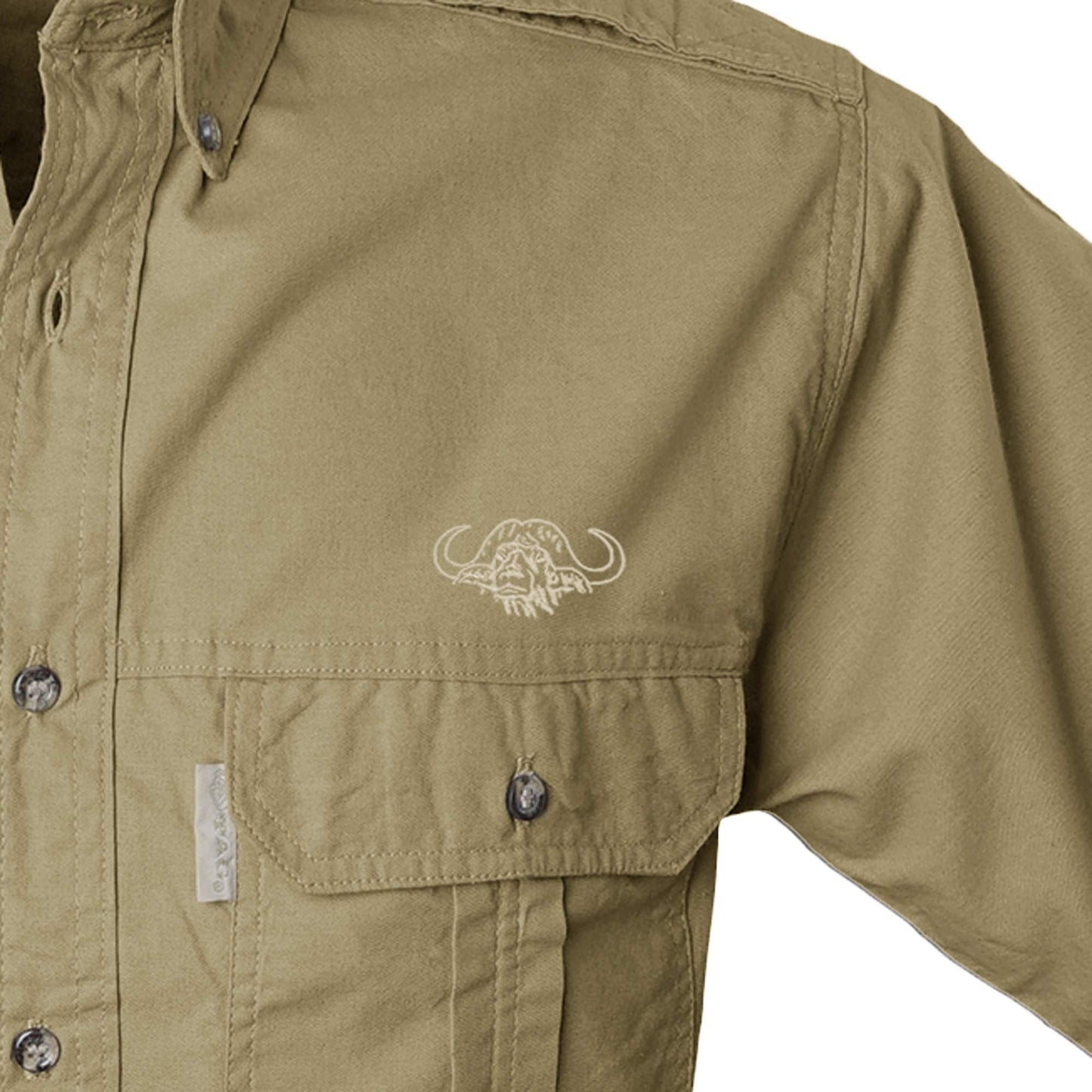 TAG Safari Men's Buffalo Logo Trail Short Sleeve Shirt w Chest Pockets - Longshot Tactical