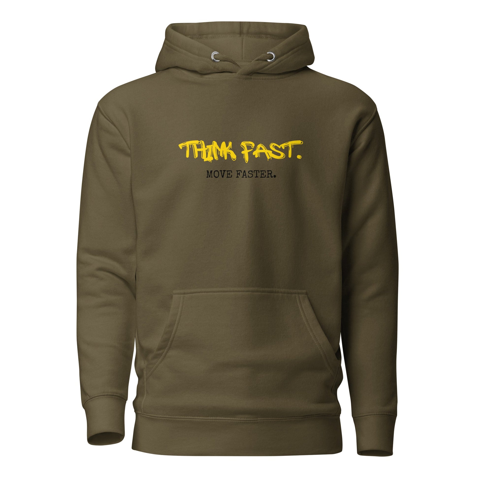 Think Fast Move Faster Mens Hoodie Olive Green - Longshot Tactical
